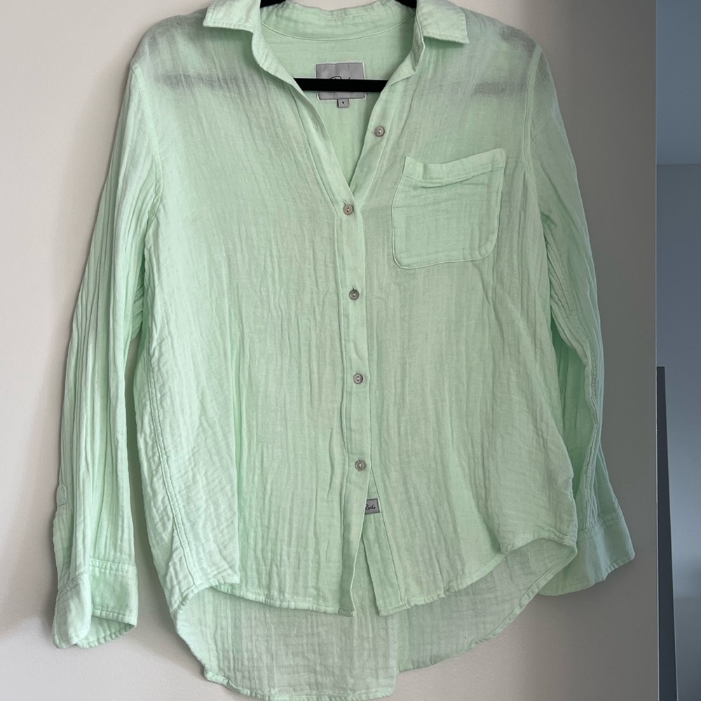 Rails Mint Green Button-Down Gauze Shirt